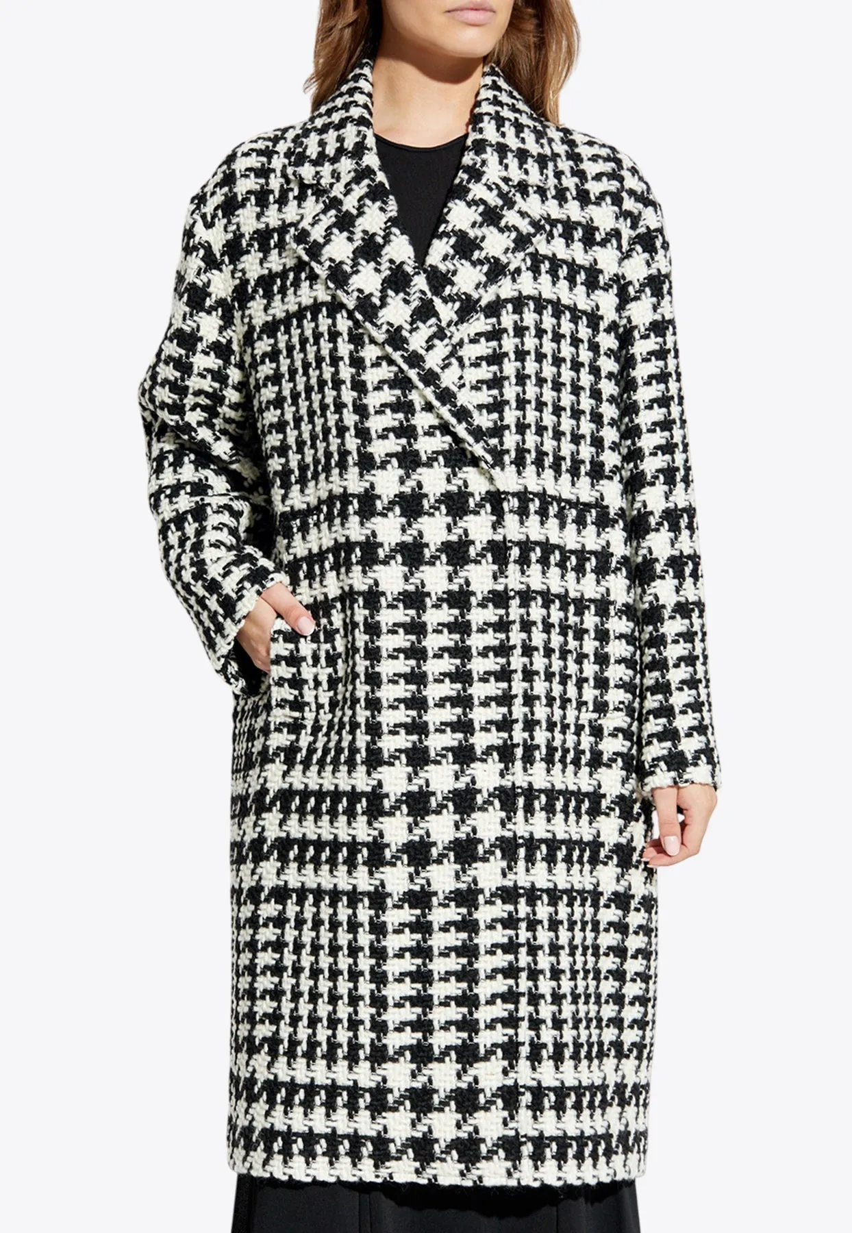 Double-Breasted Houndstooth Coat