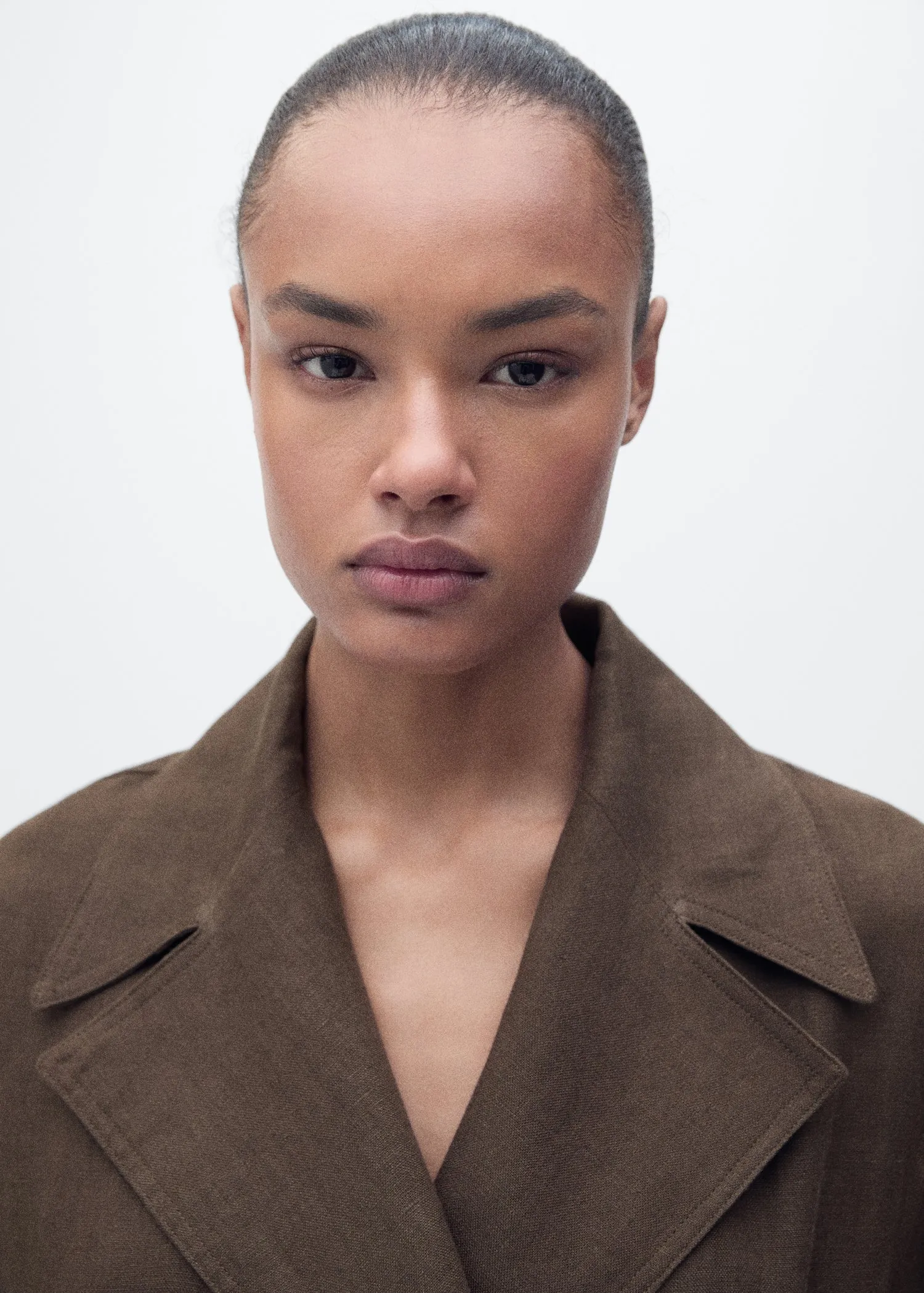 Double breasted linen trench