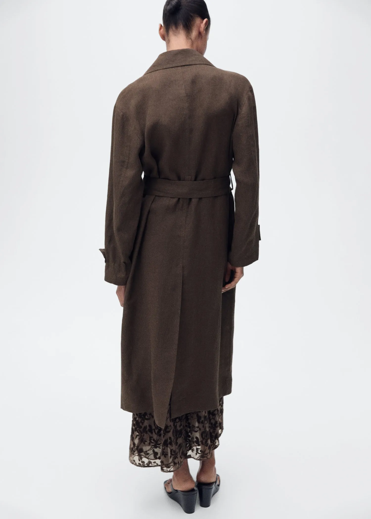 Double breasted linen trench