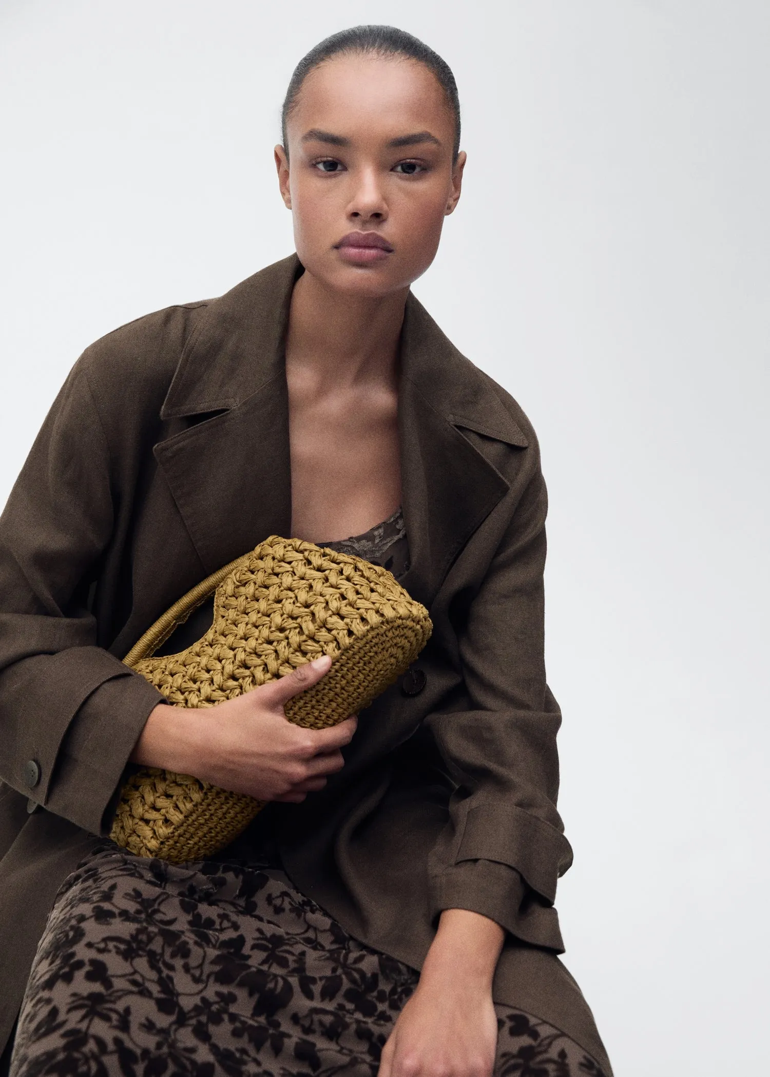 Double breasted linen trench