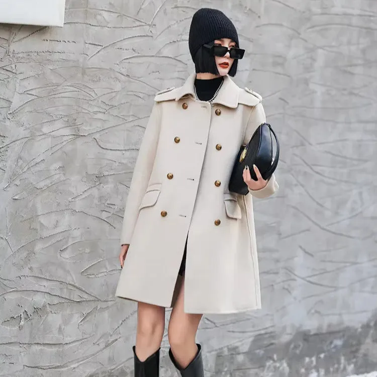 Double Breasted Wool Coat For Women