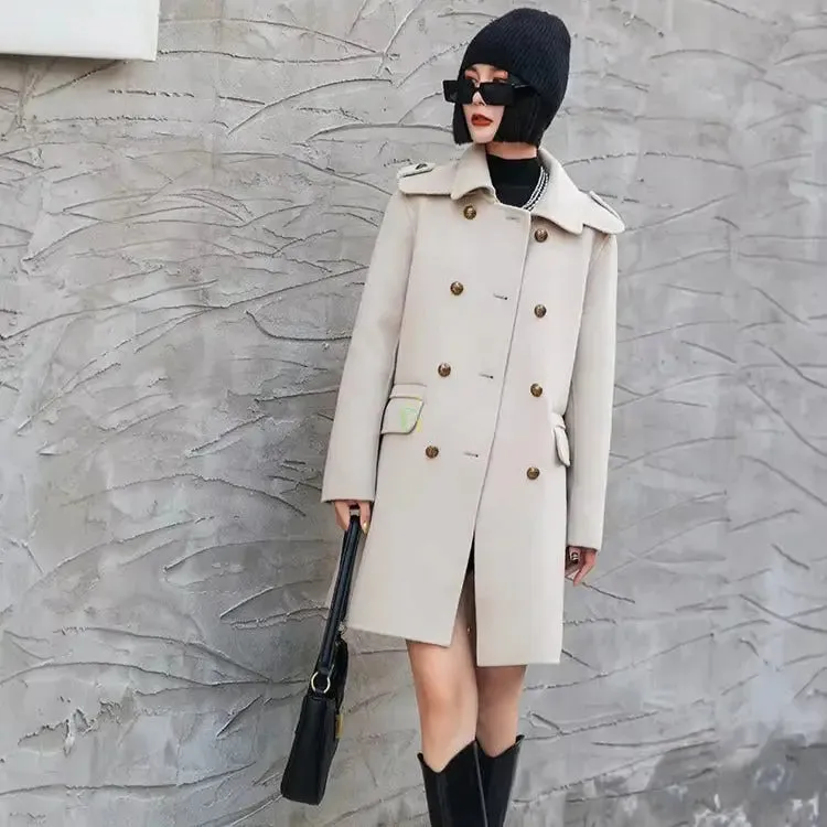 Double Breasted Wool Coat For Women
