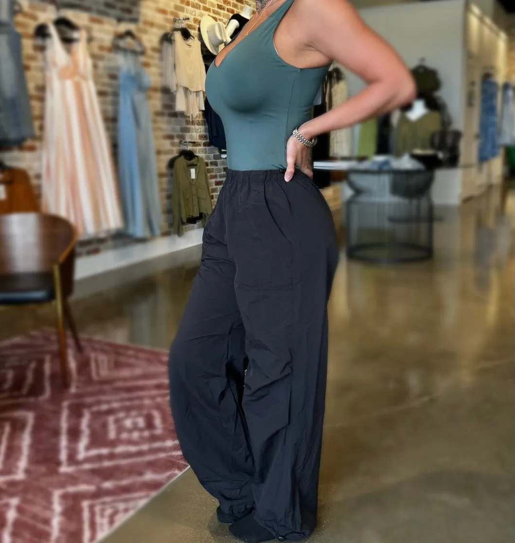 Drawstring Wide Leg Joggers