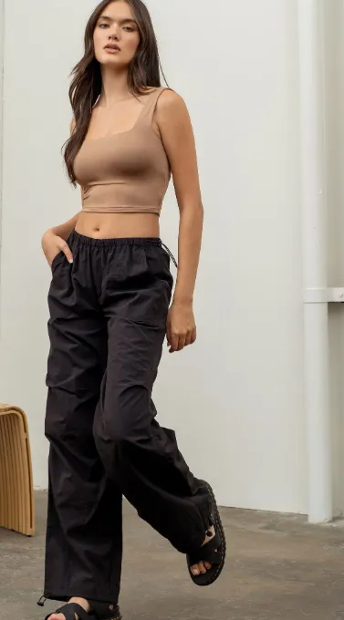 Drawstring Wide Leg Joggers