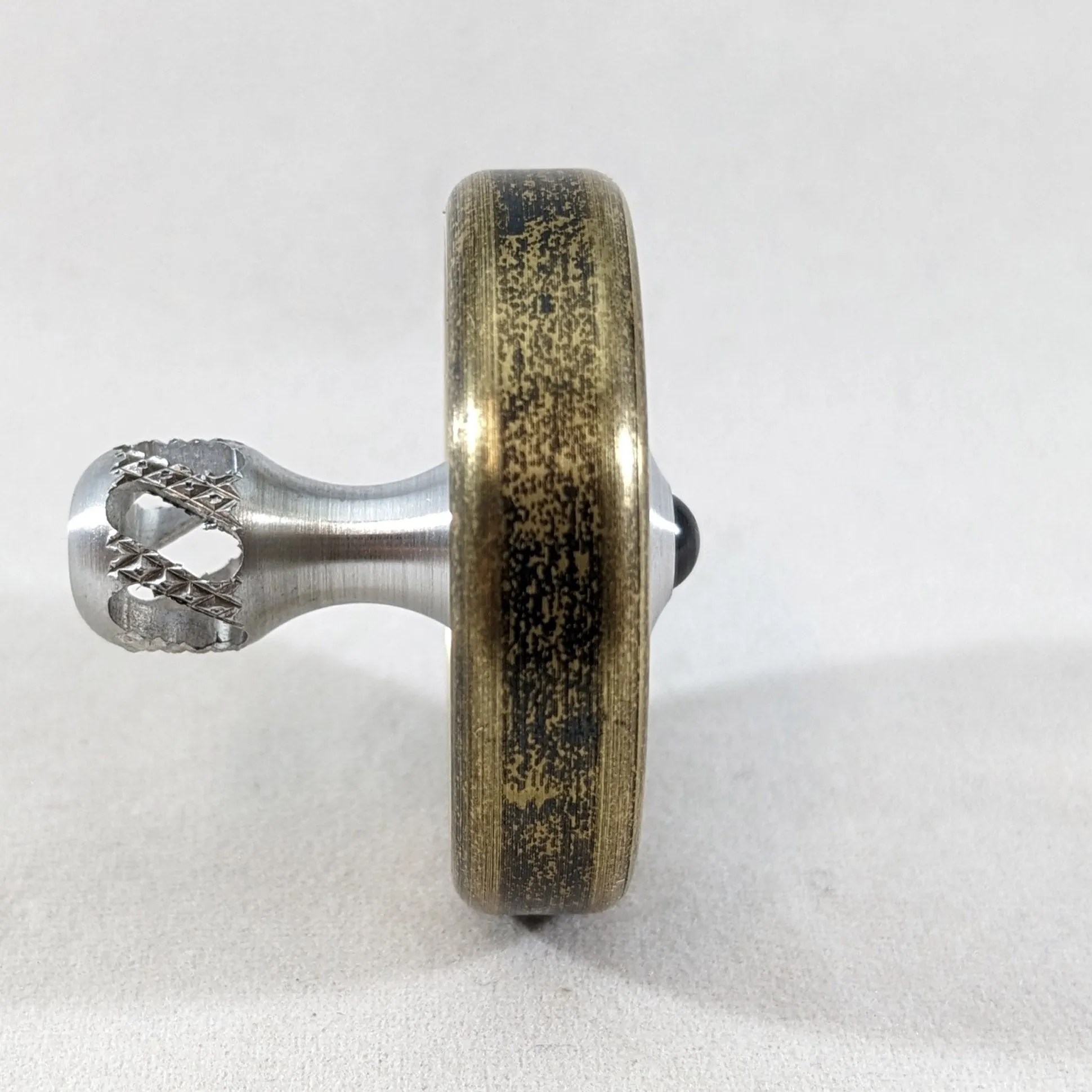 Dynamo - Antique Brass and Aluminum  Spinning Top w/ Super Grip Stem (Ceramic)