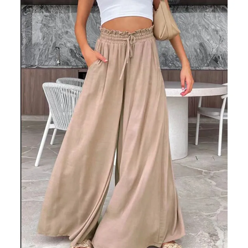 Elastic Waist Wide-leg Pants