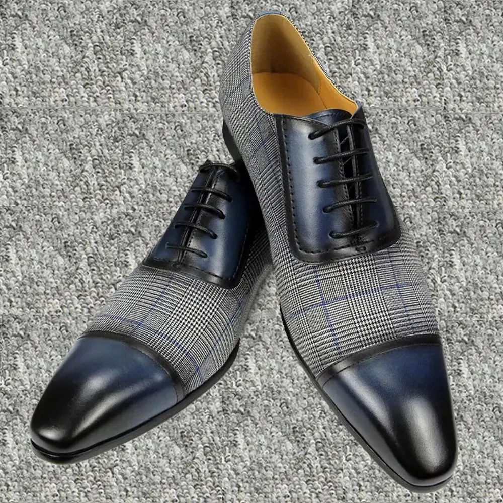 Elegant Business Blue Blazers Leather Men Shoes