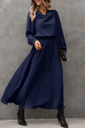 Elegant Solid Asymmetrical Scarf Collar A Line Dresses
