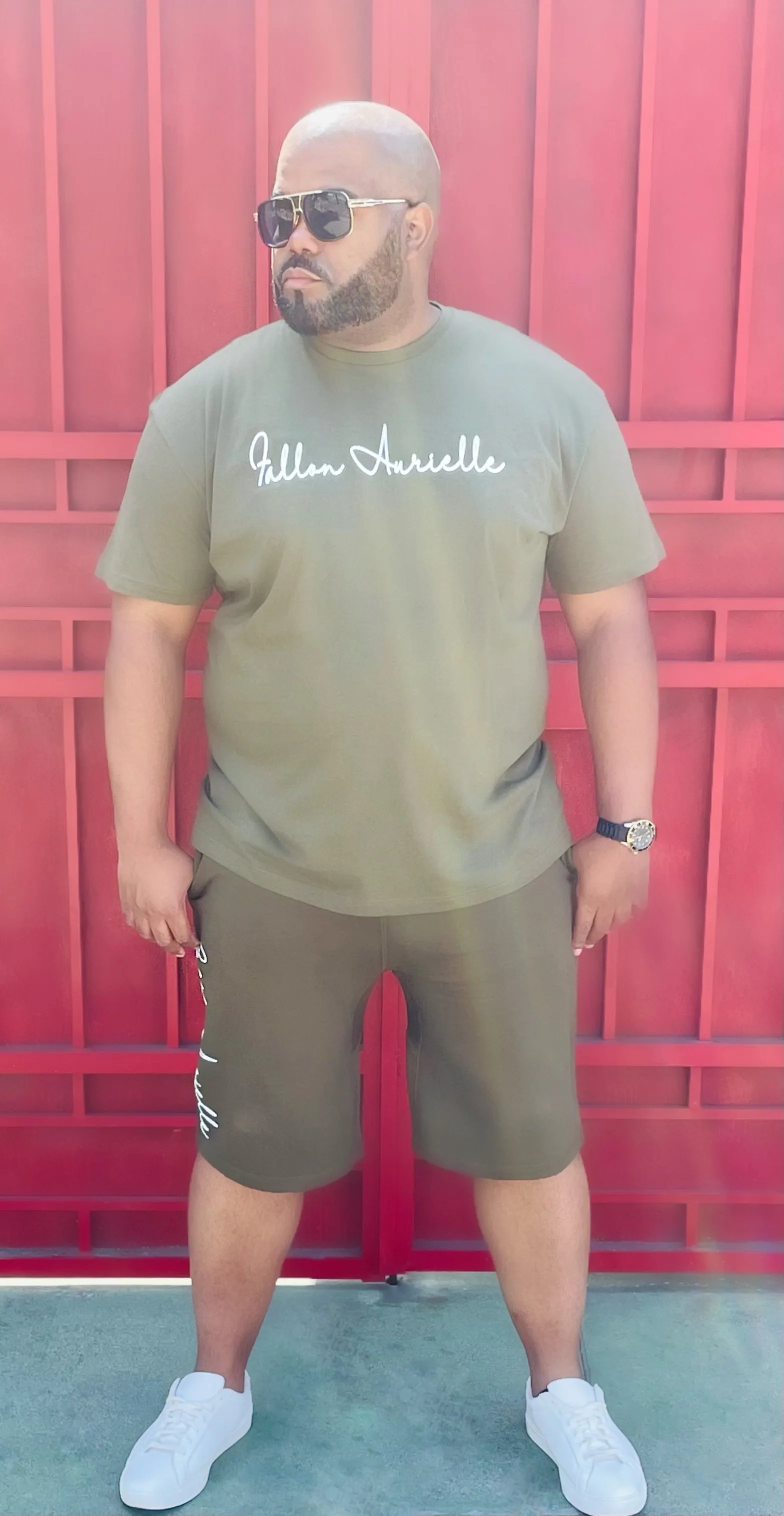 Fallon Aurielle Unisex Signature T-Shirt (Olive Green & White)