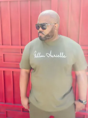Fallon Aurielle Unisex Signature T-Shirt (Olive Green & White)