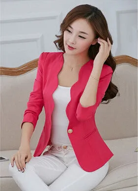 Fashion Spring autumn Women Suit Jacket Coat Solid color slim OL ladies work wear blazer feminino chaquetas mujer J1421