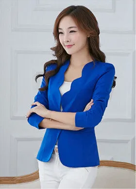 Fashion Spring autumn Women Suit Jacket Coat Solid color slim OL ladies work wear blazer feminino chaquetas mujer J1421