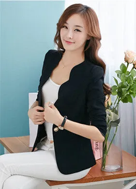 Fashion Spring autumn Women Suit Jacket Coat Solid color slim OL ladies work wear blazer feminino chaquetas mujer J1421
