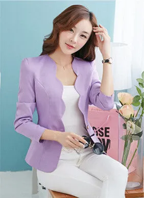 Fashion Spring autumn Women Suit Jacket Coat Solid color slim OL ladies work wear blazer feminino chaquetas mujer J1421