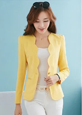 Fashion Spring autumn Women Suit Jacket Coat Solid color slim OL ladies work wear blazer feminino chaquetas mujer J1421