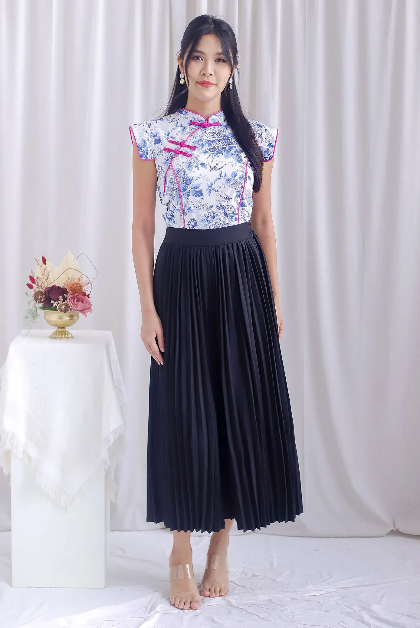 Fate Porcelain Oriental Cheong Sam Top In Blue