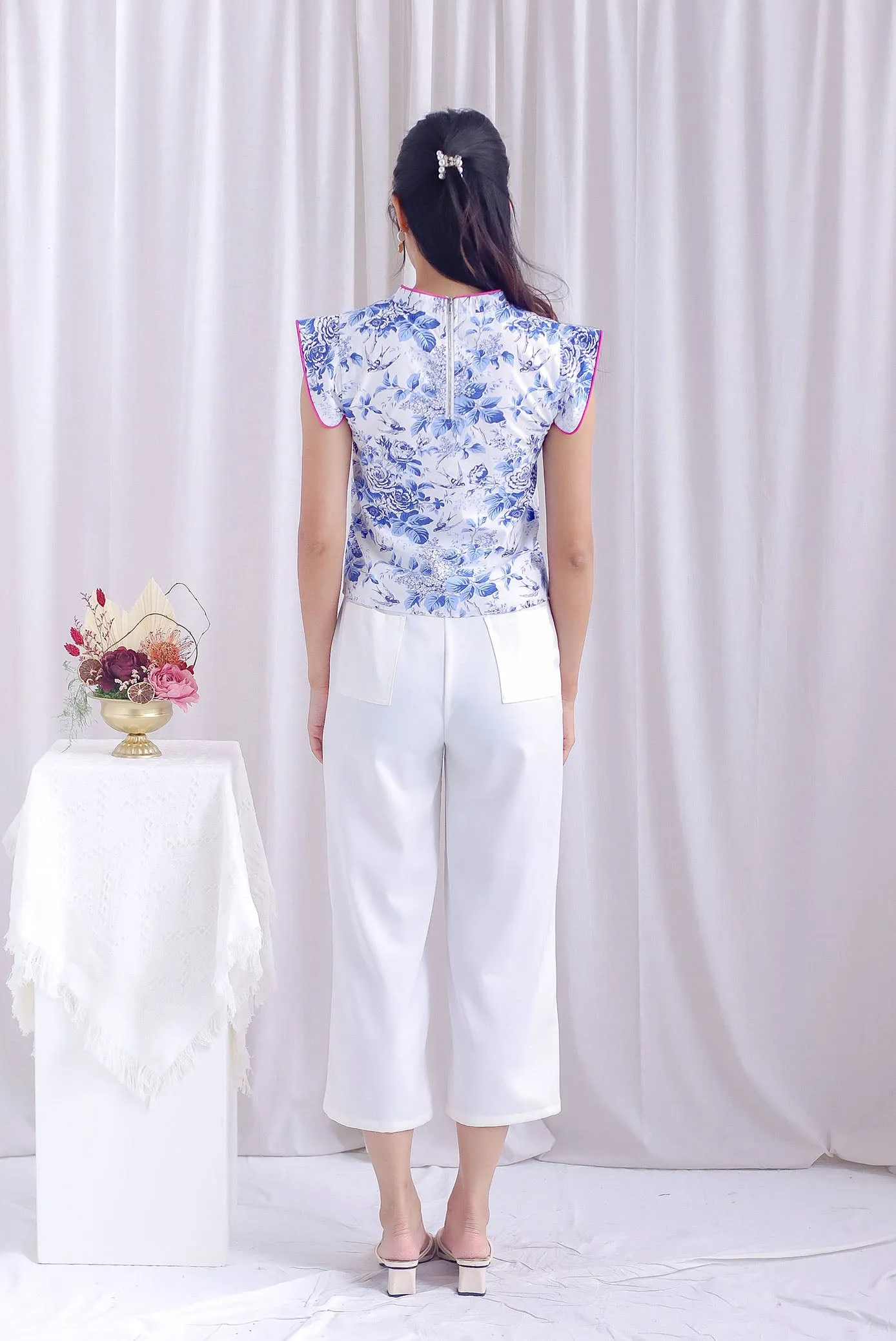 Fate Porcelain Oriental Cheong Sam Top In Blue