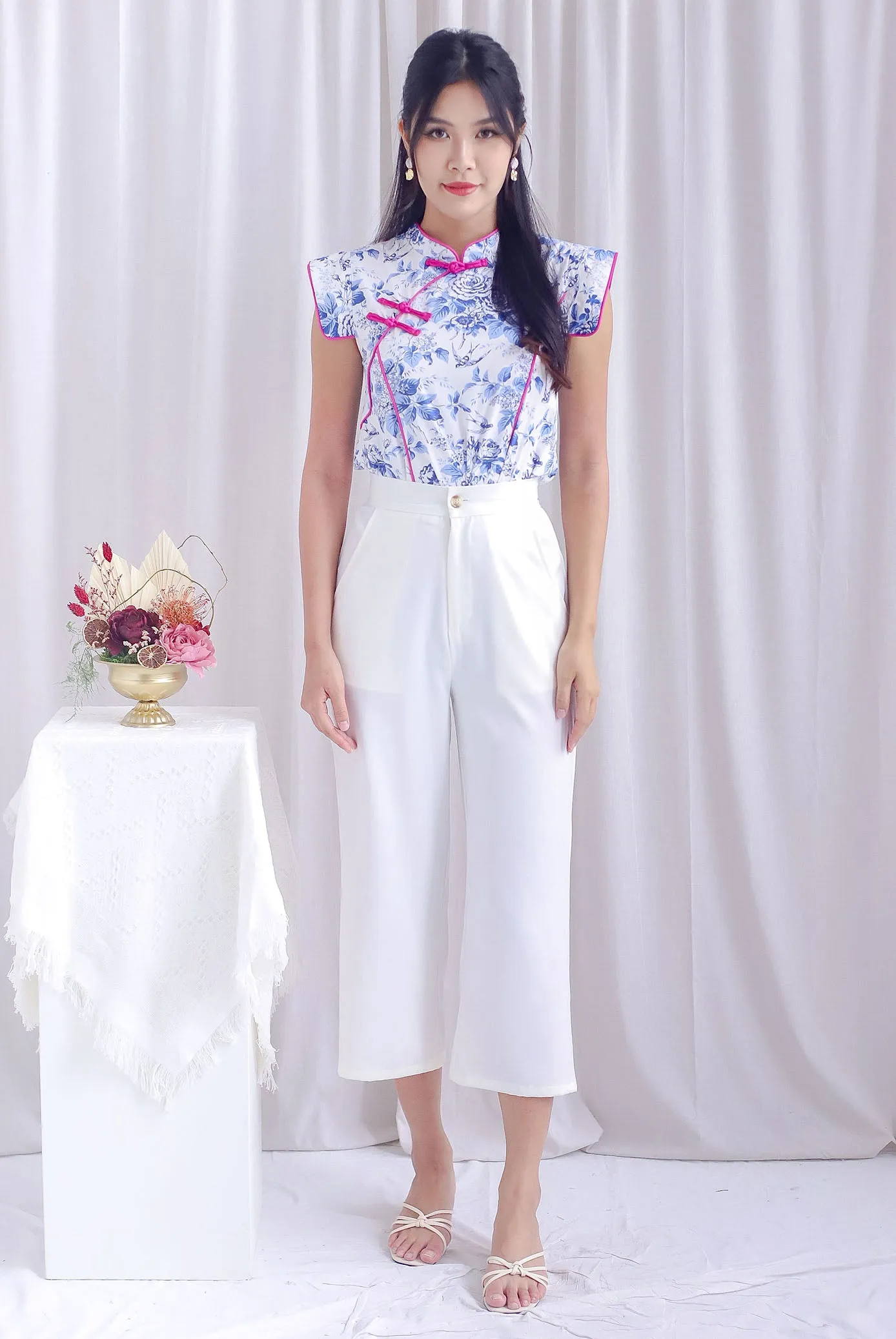 Fate Porcelain Oriental Cheong Sam Top In Blue
