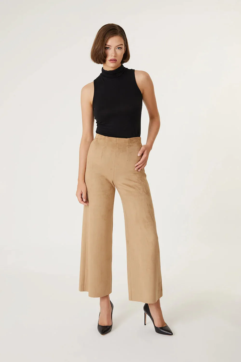 Fiona Faux Suede Wide Leg - Golden