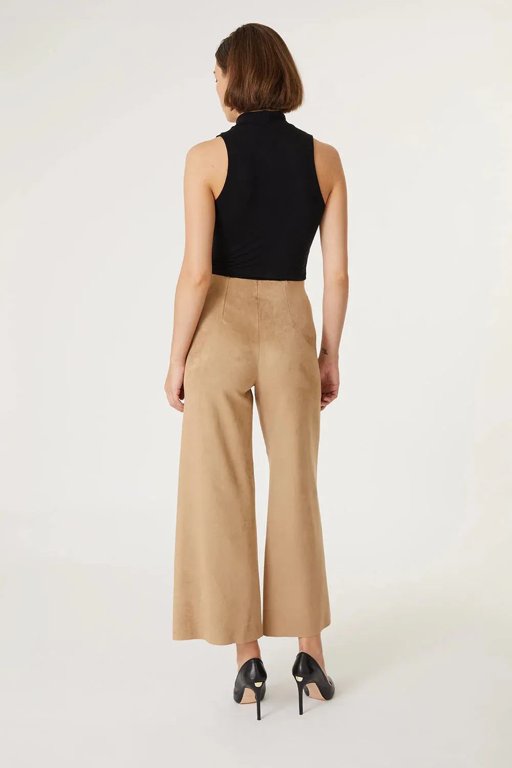 Fiona Faux Suede Wide Leg - Golden