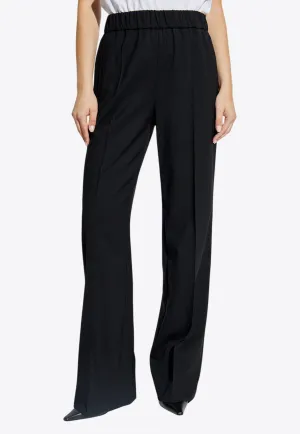 Flared Stretch Wool-Blend Pants