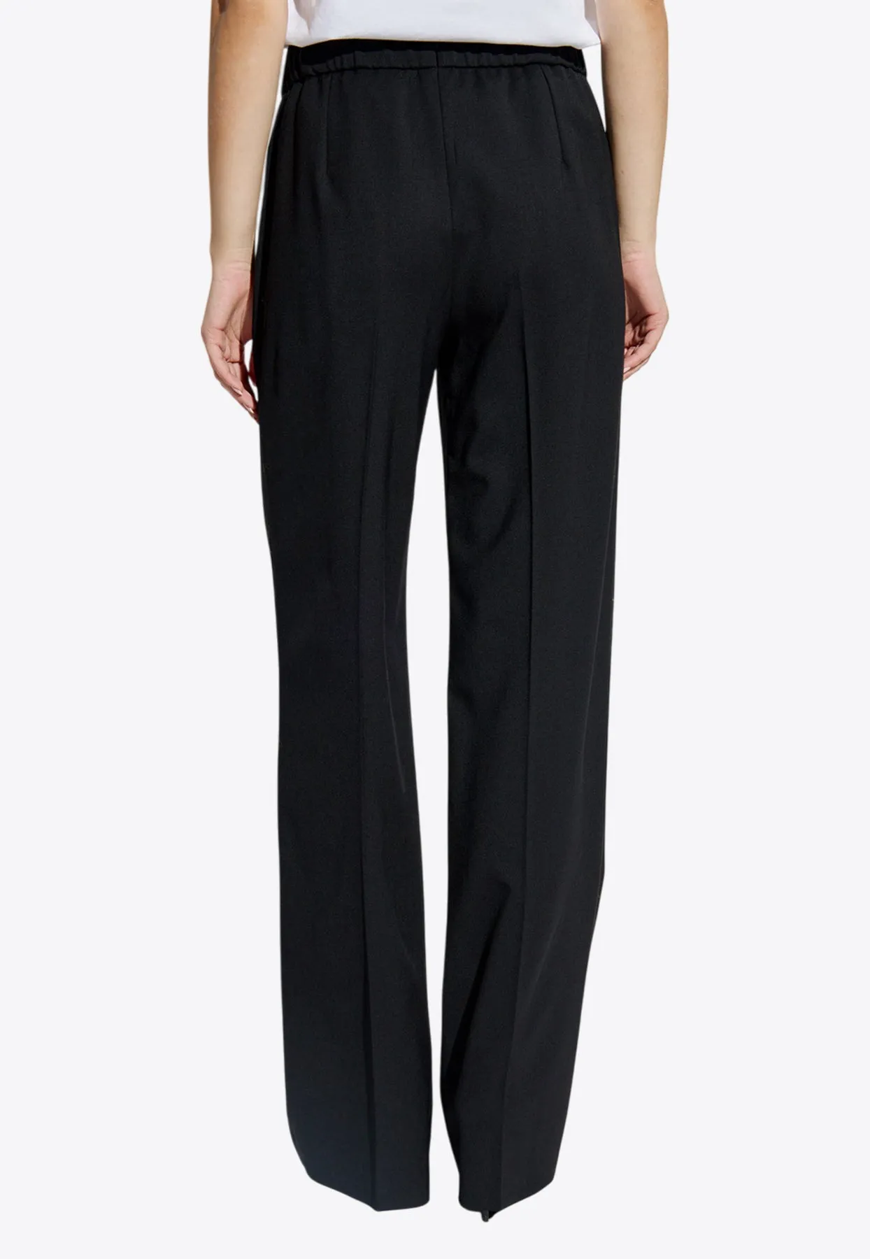 Flared Stretch Wool-Blend Pants
