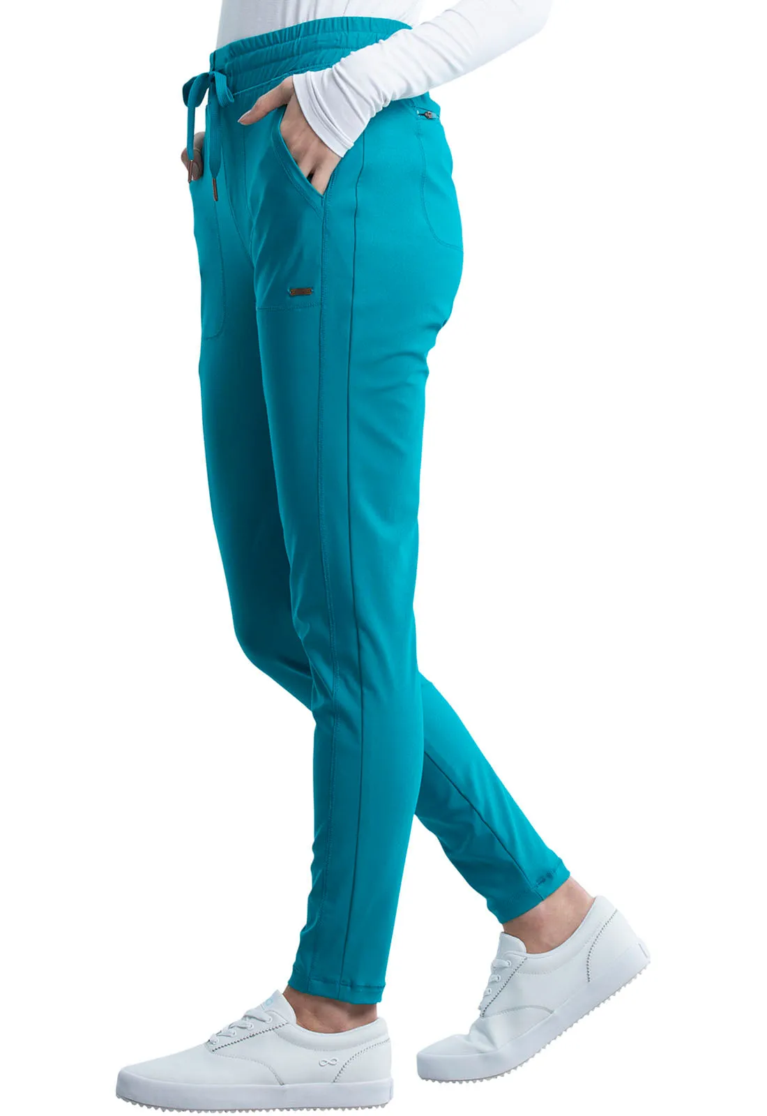 Form CK095 Mid Rise Tapered Leg Drawstring Pants Teal Blue