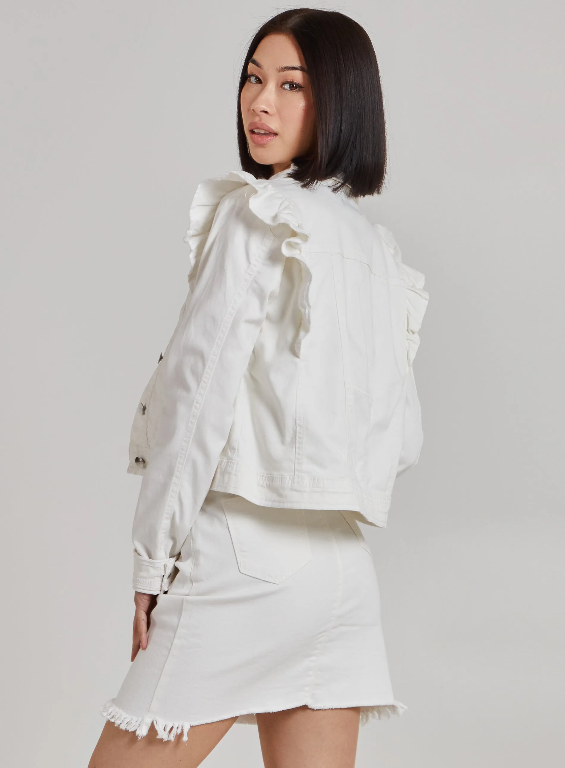 Frill Shoulder Denim Jacket
