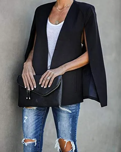 GAMISOTE Women's Split Sleeve Cape Blazer Jacket