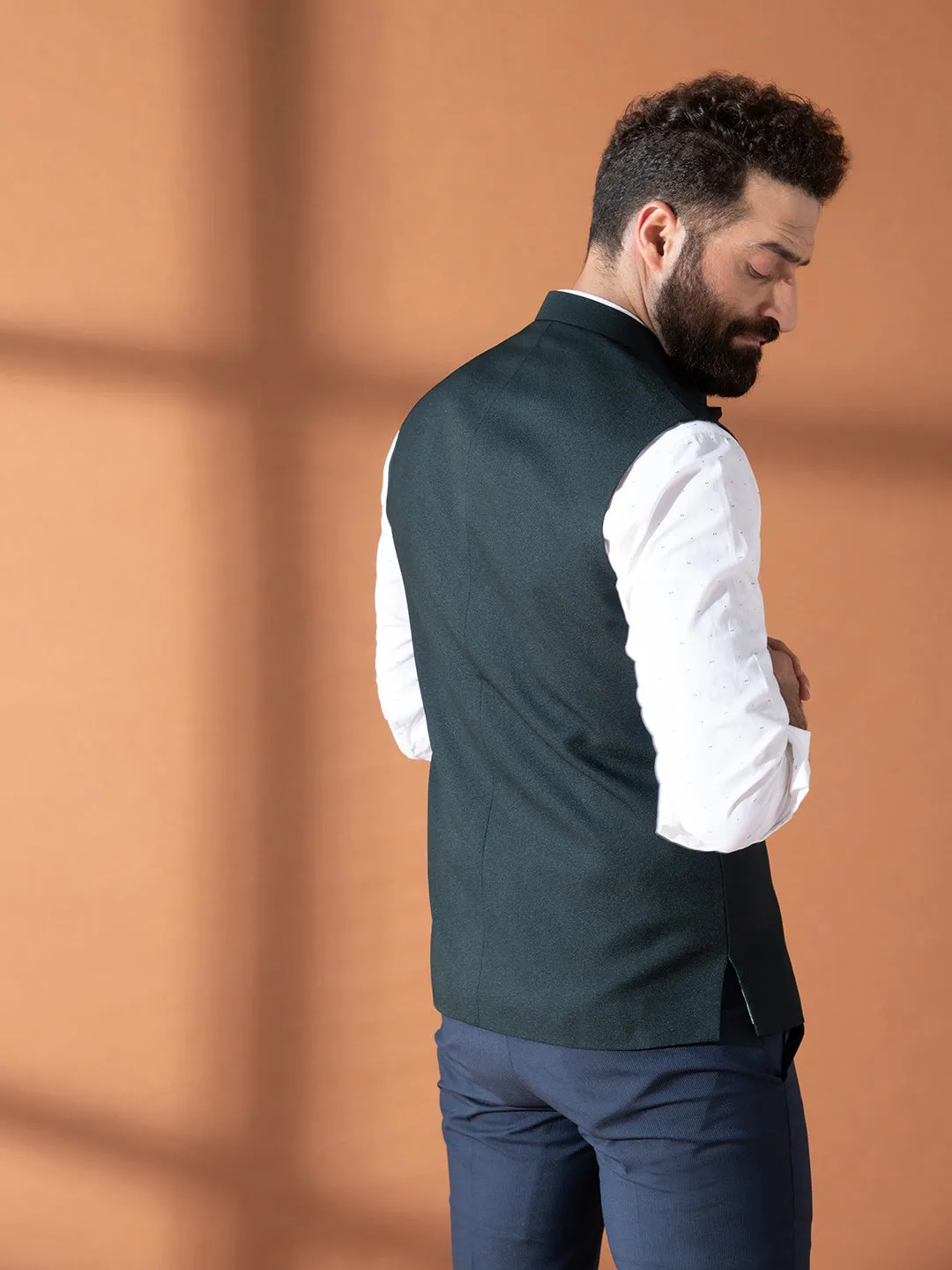 Gentlemen In Green Nehru Jacket