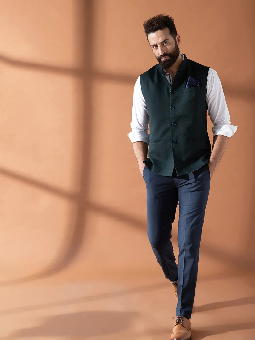 Gentlemen In Green Nehru Jacket