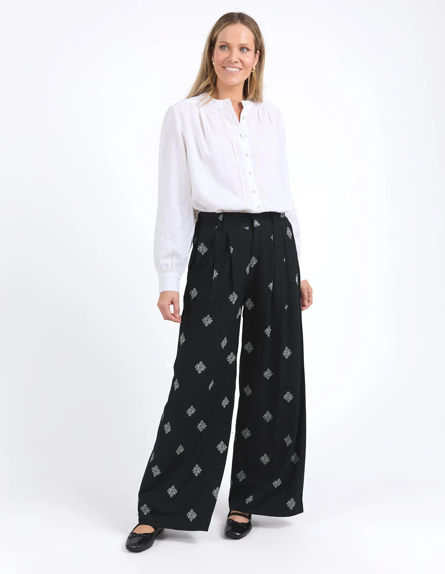 GEORGINA PRINT PANT || BLACK