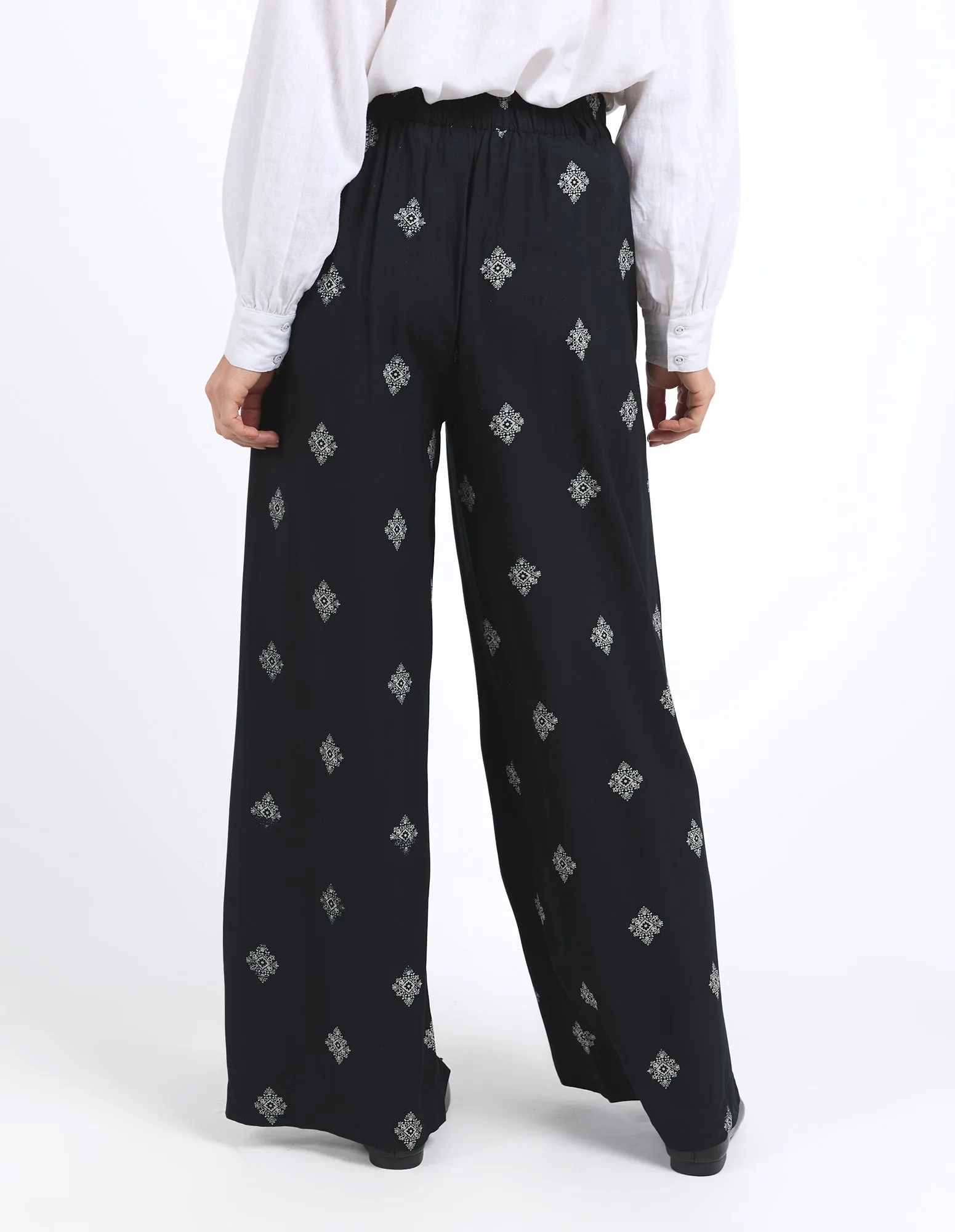 GEORGINA PRINT PANT || BLACK