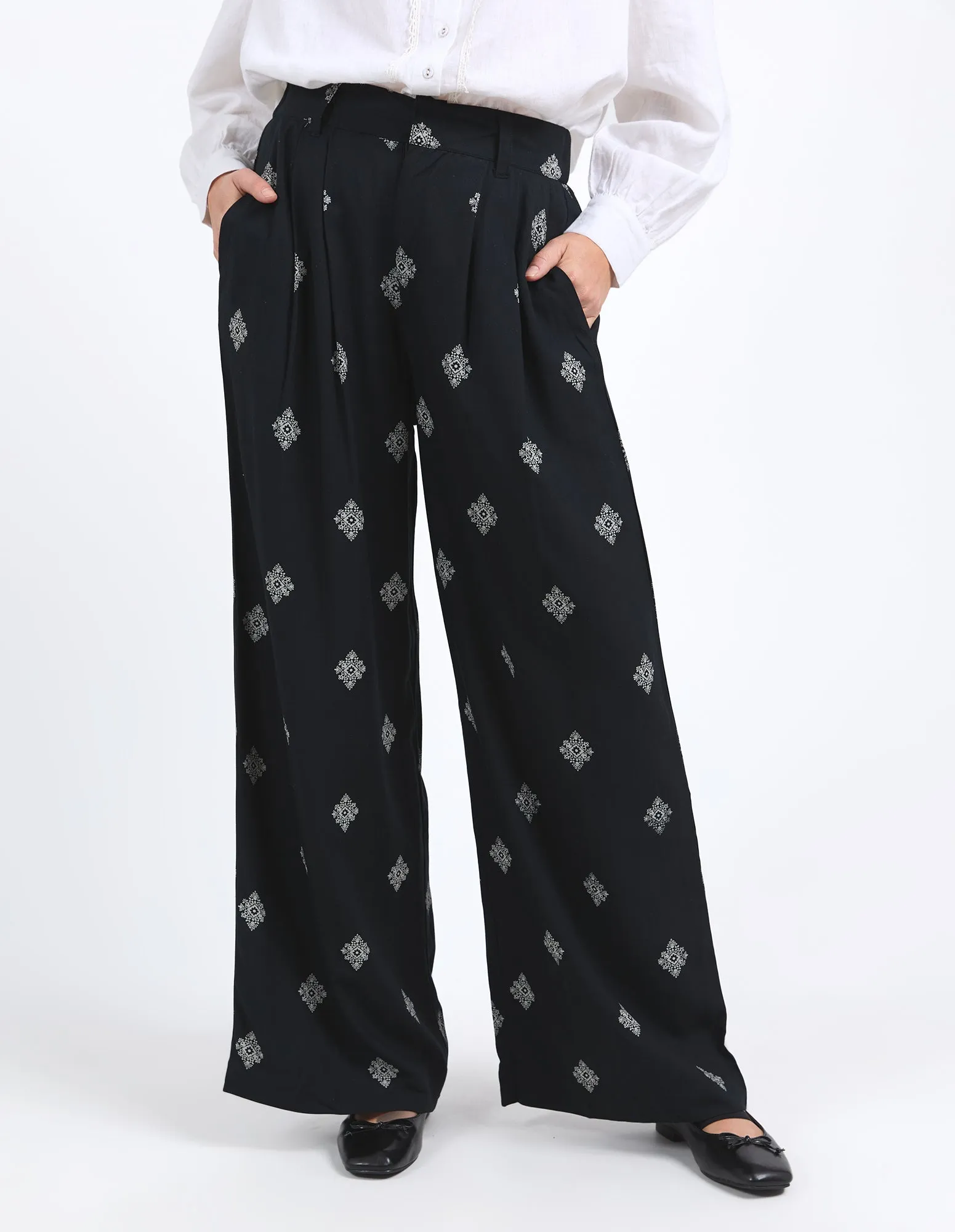 GEORGINA PRINT PANT || BLACK