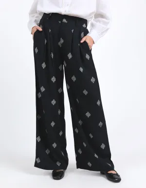 GEORGINA PRINT PANT || BLACK