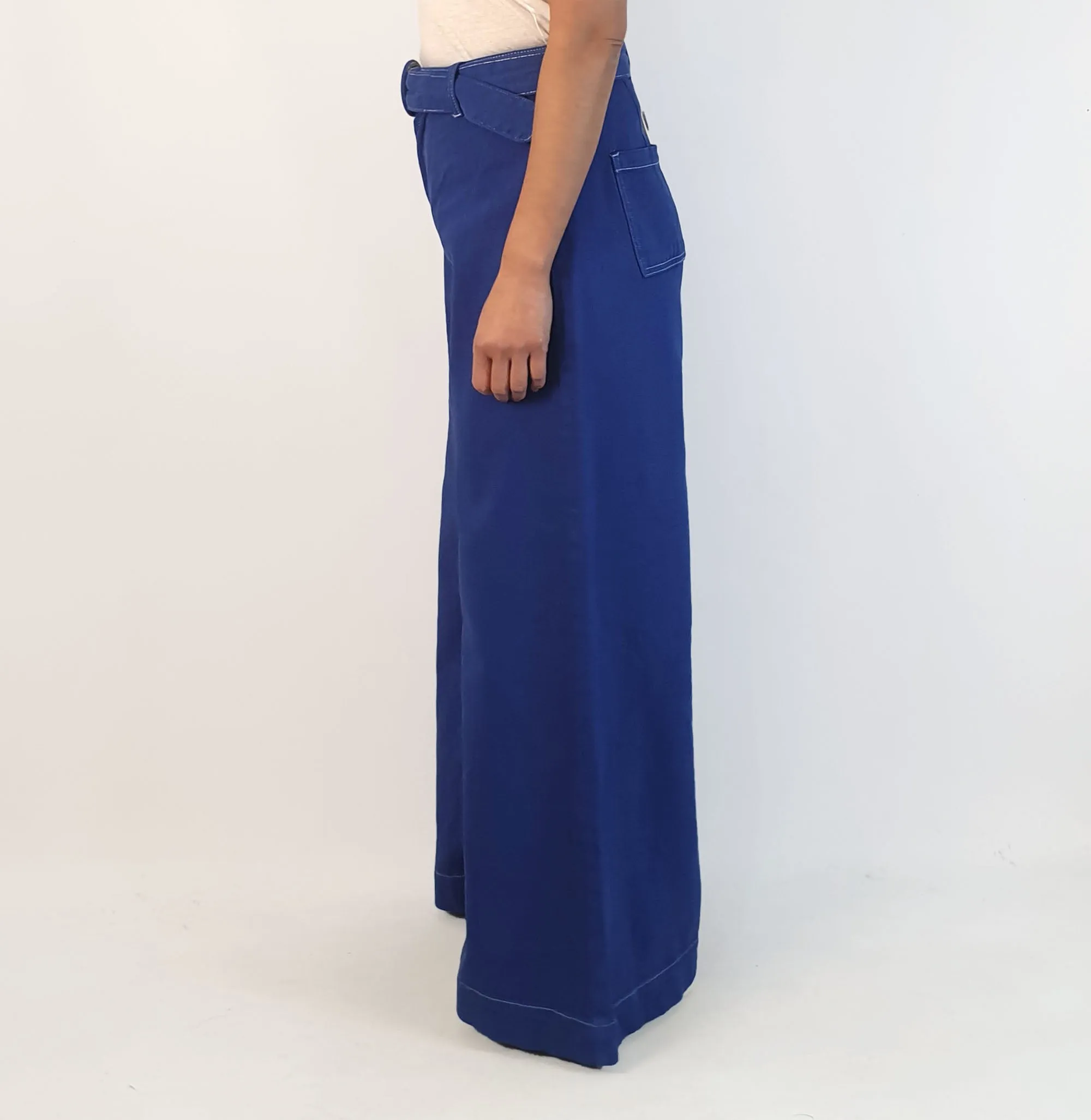 Ghanda funky blue wide leg pants size 12 (small fit, best fits 10-12)