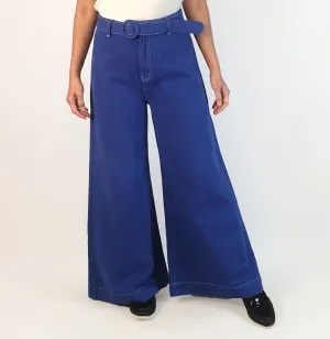Ghanda funky blue wide leg pants size 12 (small fit, best fits 10-12)