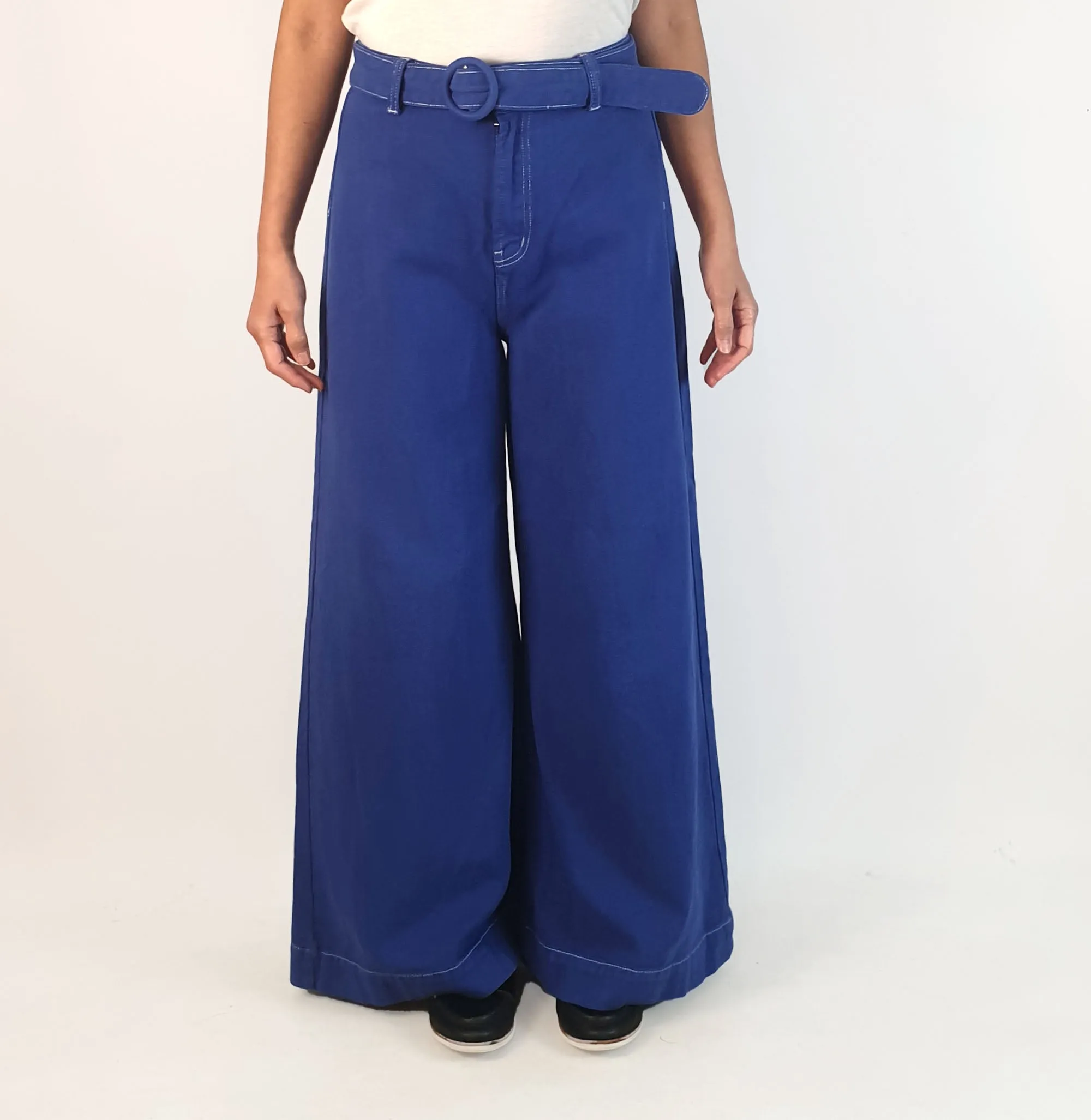 Ghanda funky blue wide leg pants size 12 (small fit, best fits 10-12)