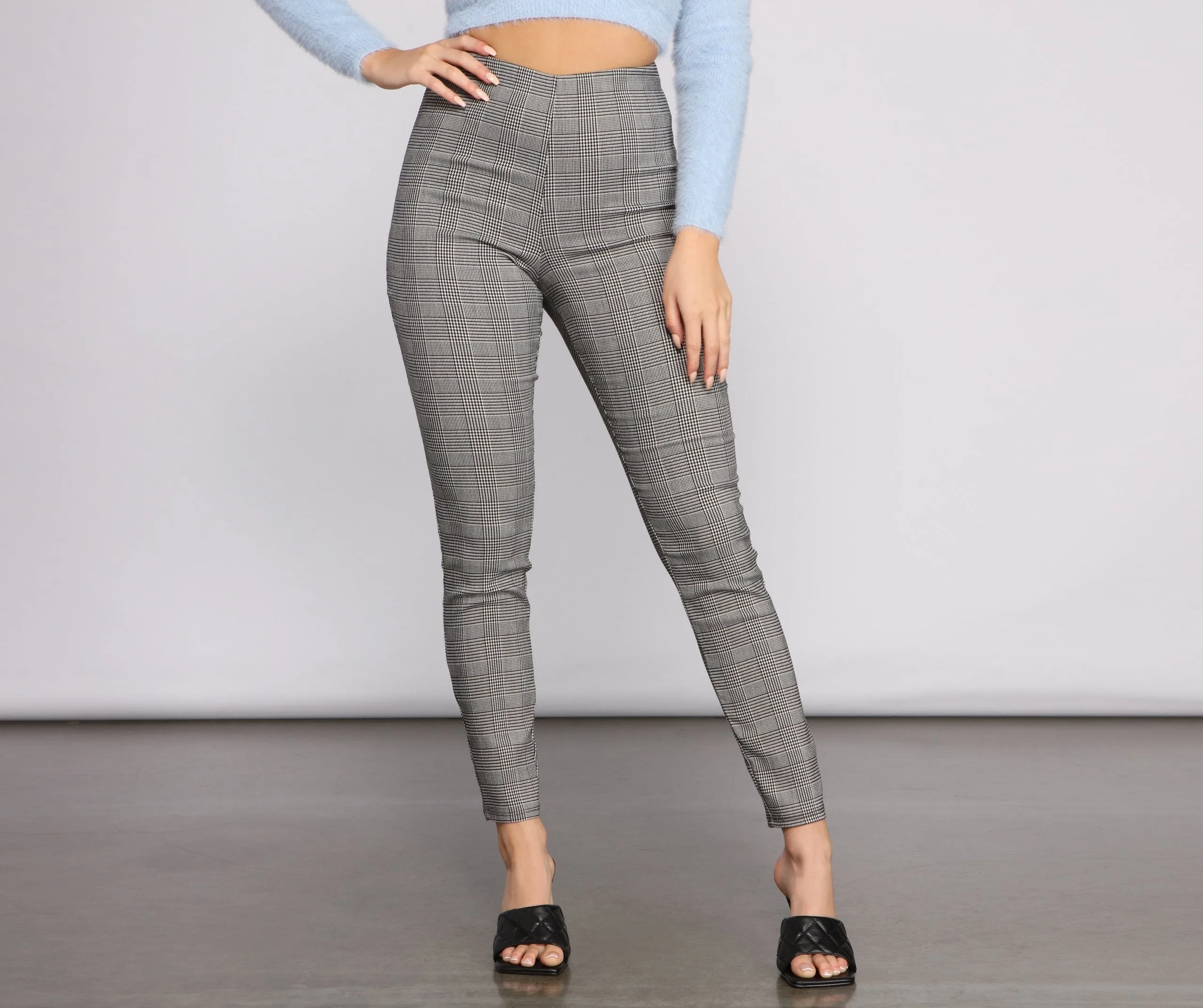 Glen Plaid Skinny Tapered Pants