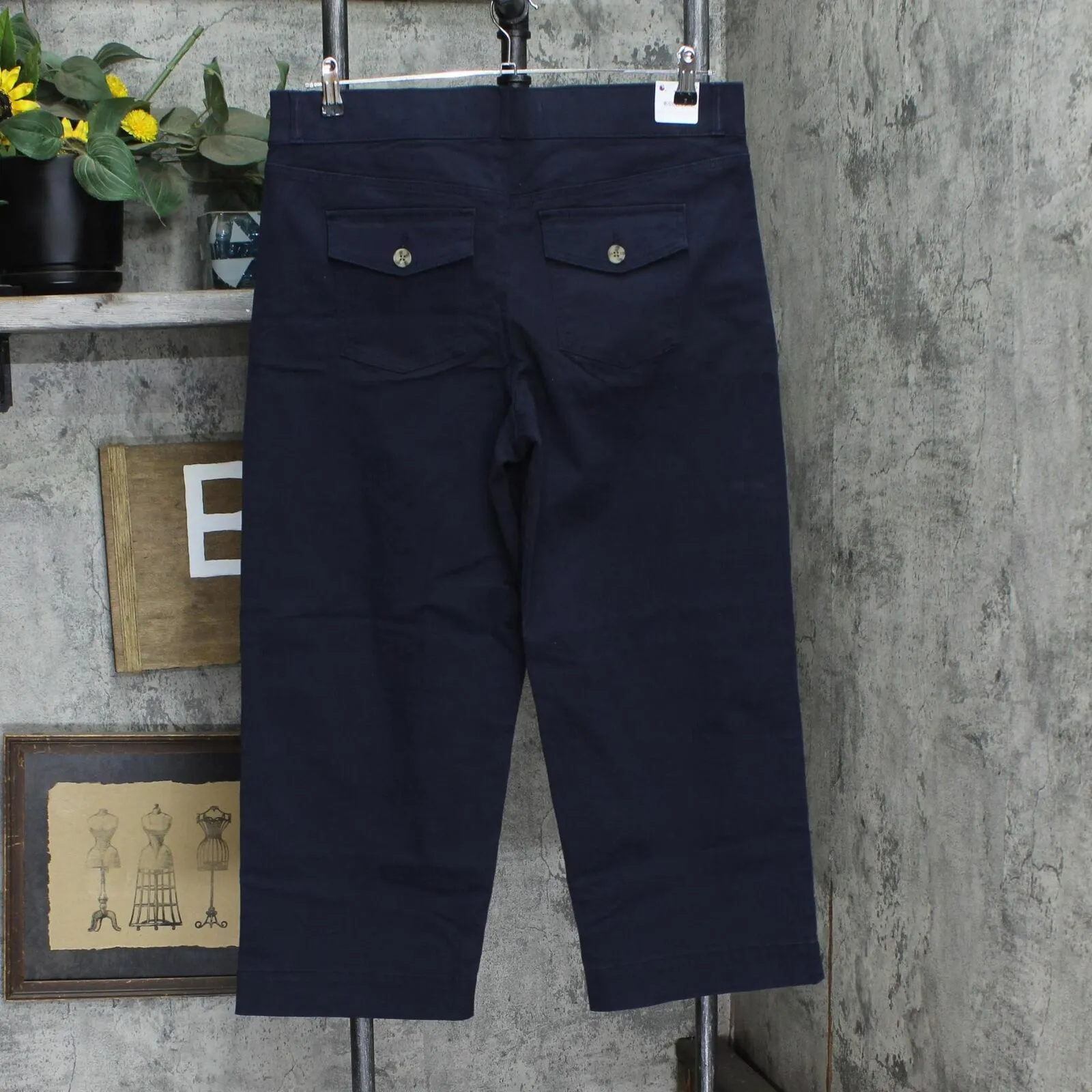 Gloria Vanderbilt Womens Pull On Wide Leg Cropped Pants 1797444 Navy Blue 12