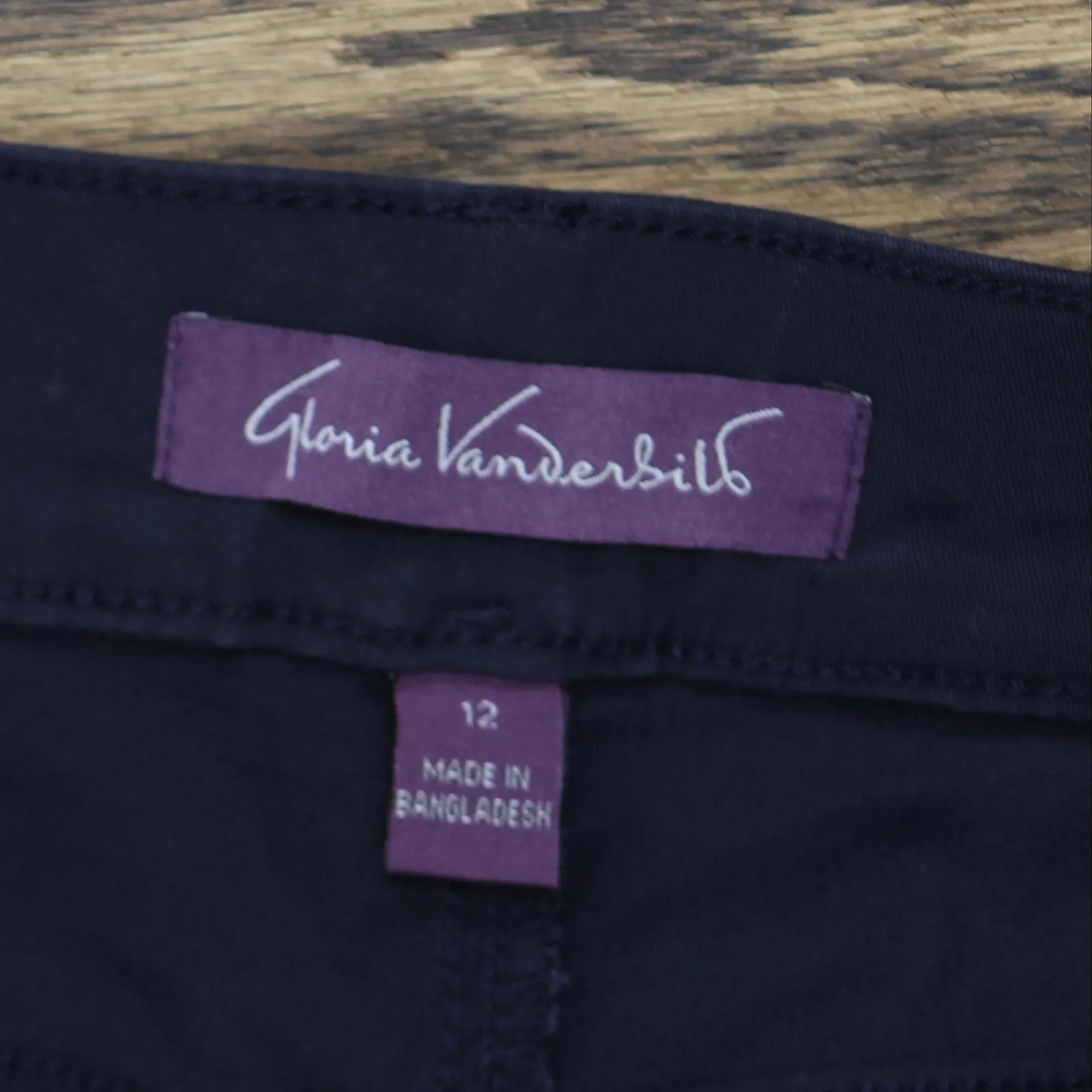 Gloria Vanderbilt Womens Pull On Wide Leg Cropped Pants 1797444 Navy Blue 12