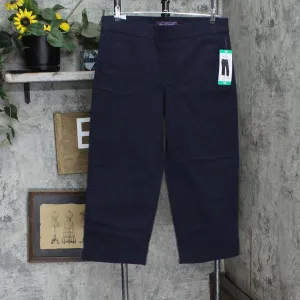 Gloria Vanderbilt Womens Pull On Wide Leg Cropped Pants 1797444 Navy Blue 12