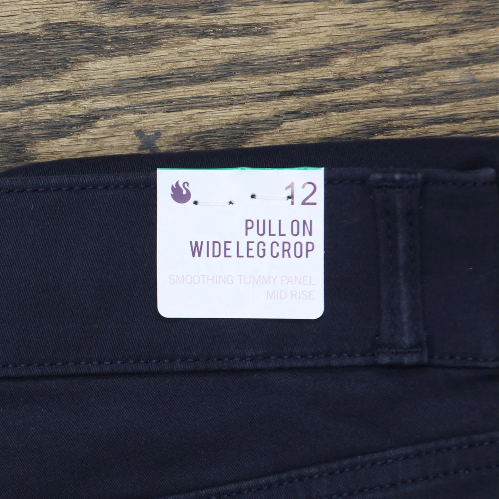 Gloria Vanderbilt Womens Pull On Wide Leg Cropped Pants 1797444 Navy Blue 12