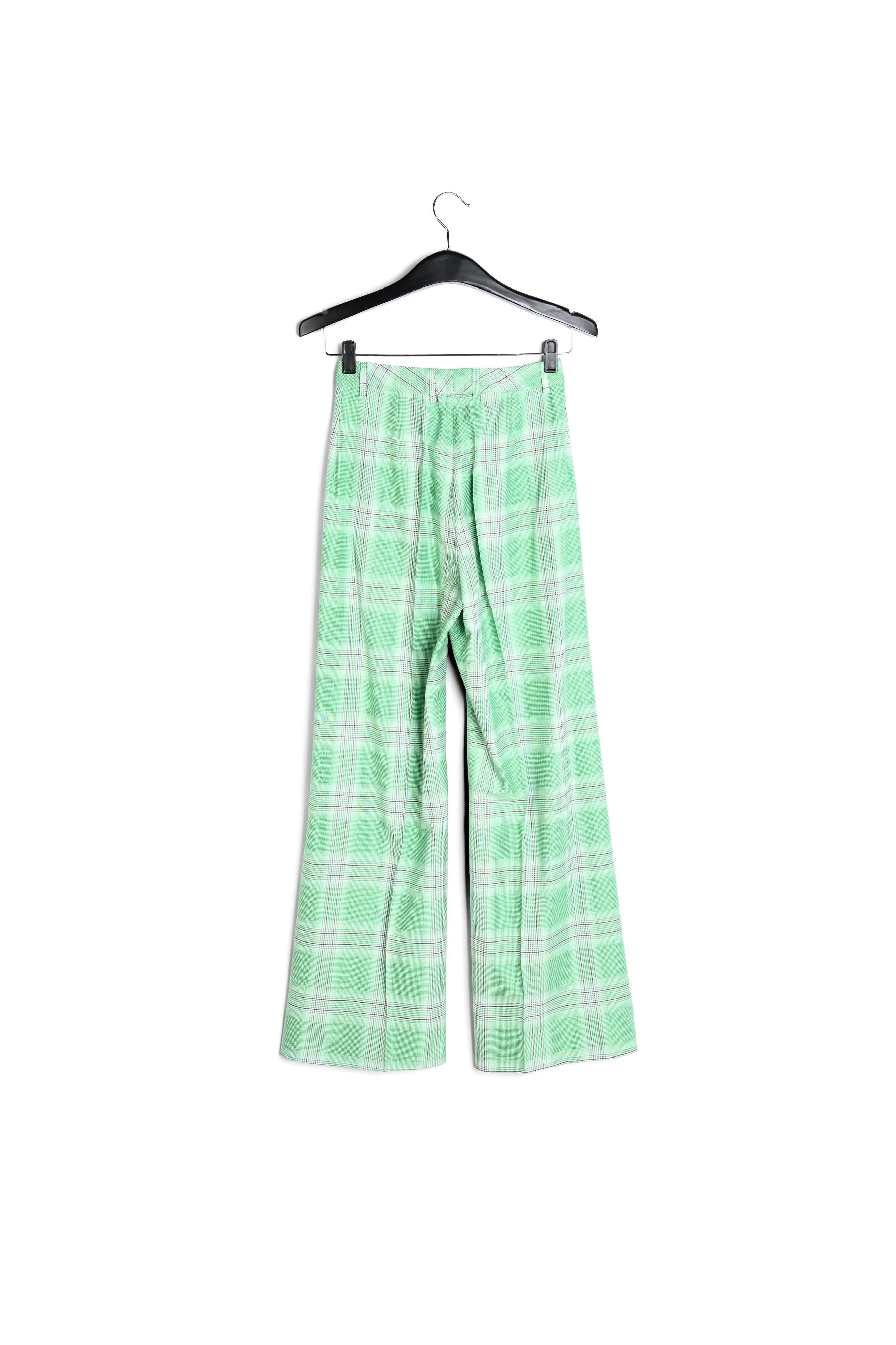 Green plaid wide-leg pants