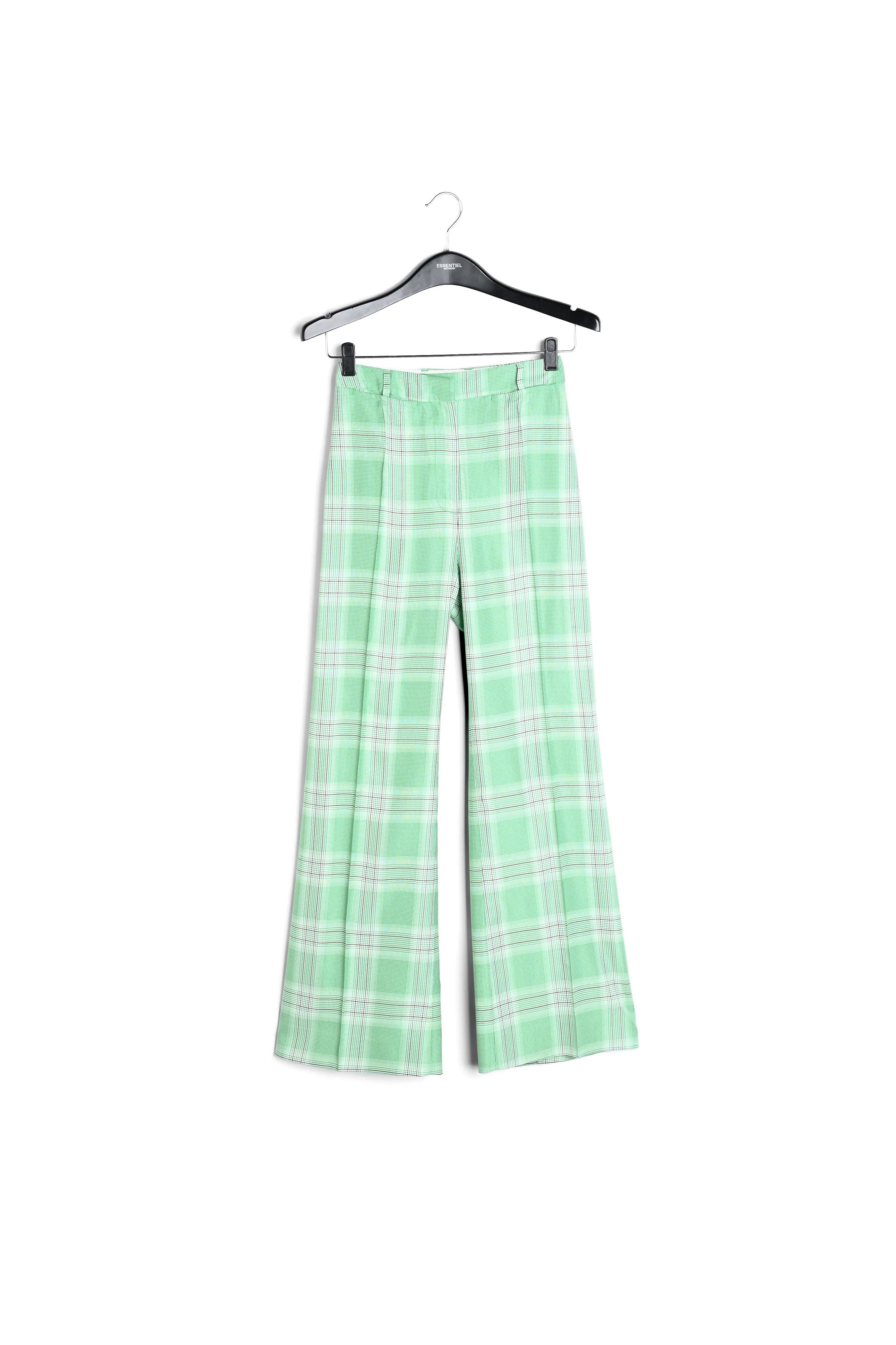 Green plaid wide-leg pants
