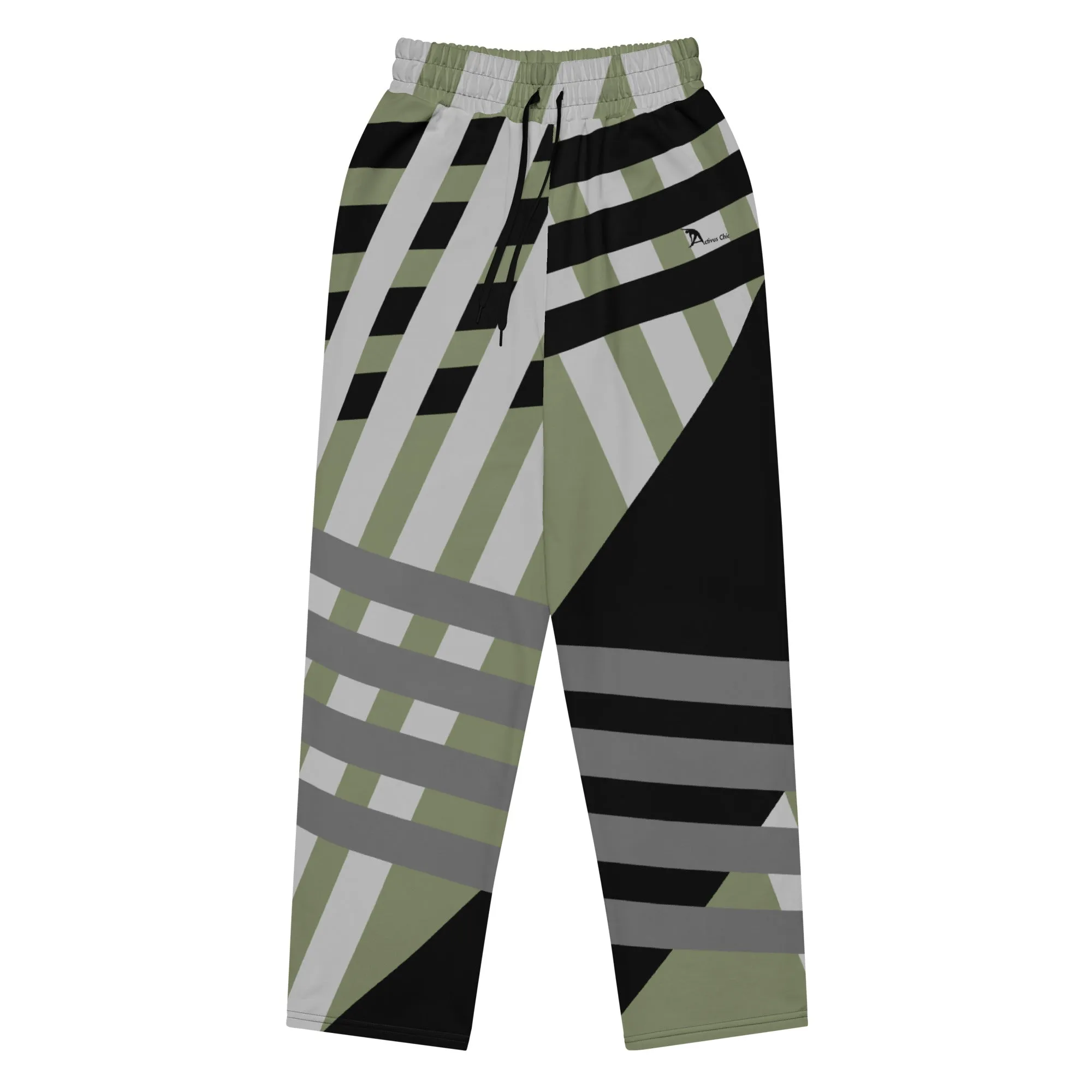 Green Striped Wide-leg joggers