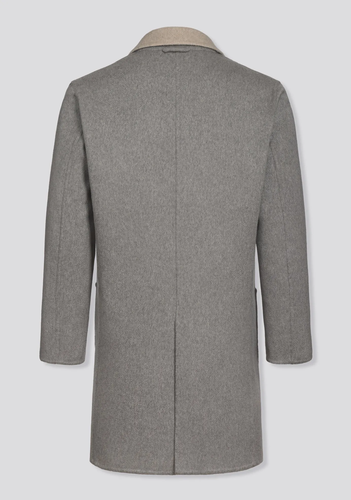 Grey and Beige Double-Faced Cashmere Overcoat
