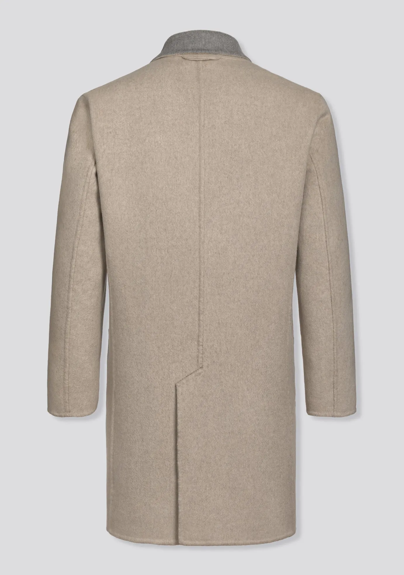 Grey and Beige Double-Faced Cashmere Overcoat