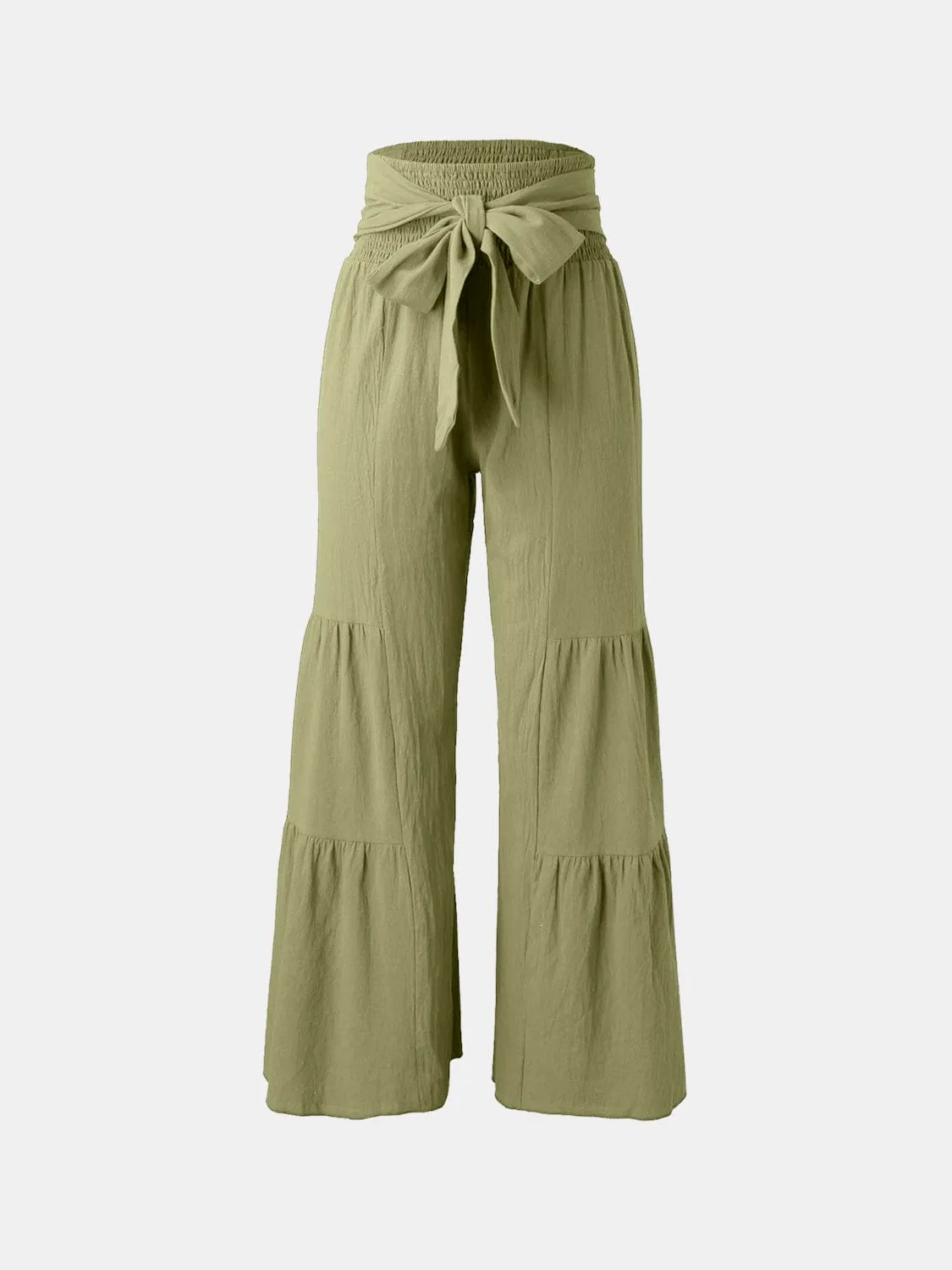 GYPSY - Tied Ruched Wide Leg Pants