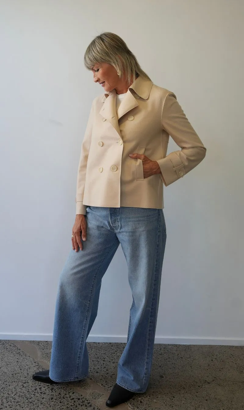 Harris Wharf London | Cropped Trench Light Pressed Wool - Cream